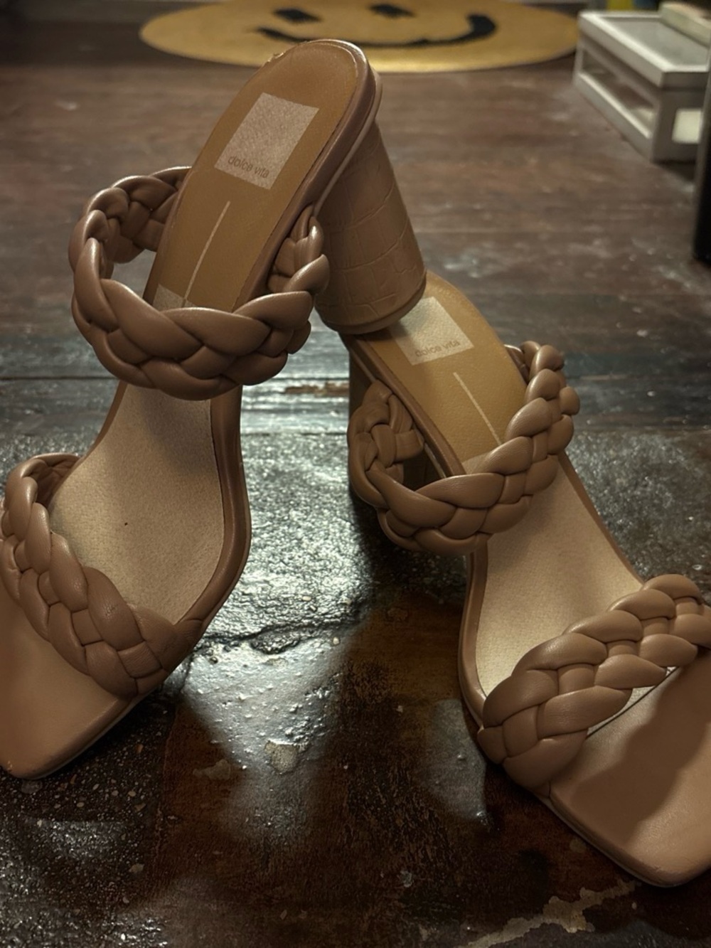 Dolce Vita Braided Double-Strap Block Heel Sandals - Brown